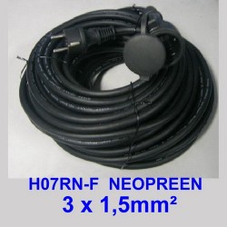 Verlengsnoer 25 meter Neopreen 3x1,5mm zwart