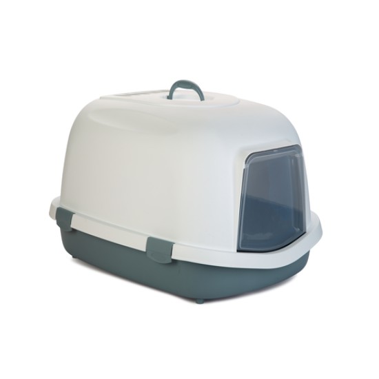 Kattenbak S Queen wit/blauw groot