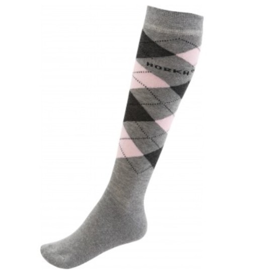 Paardrijsokken Horka grijs/roze
