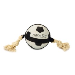 Beeztees Action voetbal met touw 12,5cm Beeztees Action voetbal met touw 12,5cm