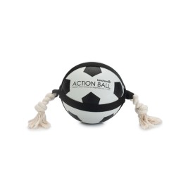 Beeztees action voetbal met touw 19CM Beeztees action voetbal met touw 19CM
