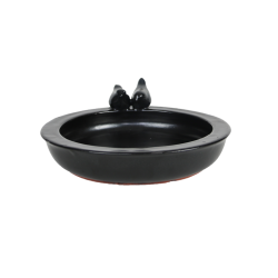 Vogelbad keramiek rond grijs