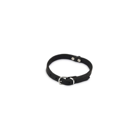 Beeztees lederen halsband zwart 37x12