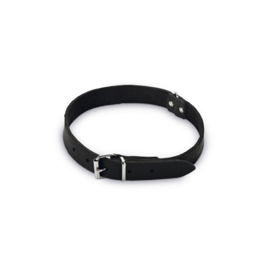 Beeztees lederen halsband zwart 62x25