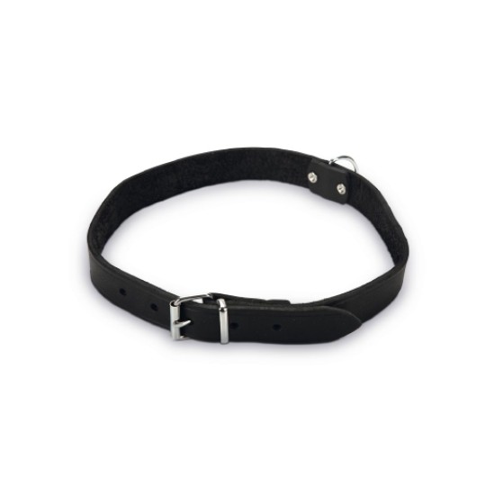 Beeztees lederen halsband zwart 70x25
