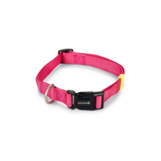 Beeztees nylon halsband uni roze 48-70X25
