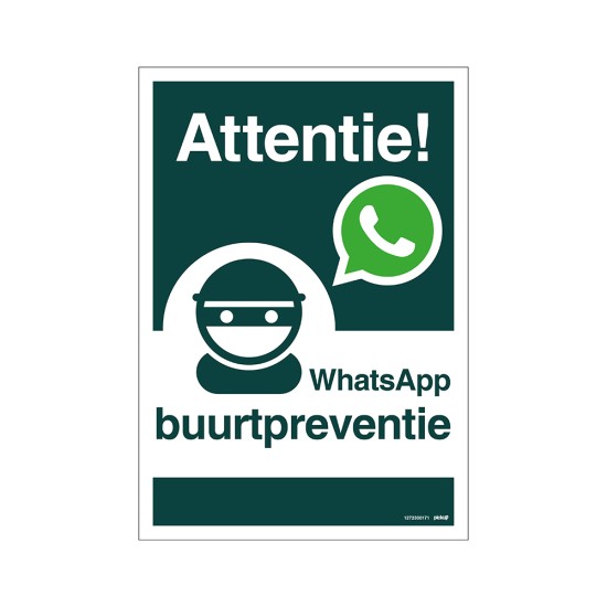 Bord whatsapp buurtpreventie 23x33cm