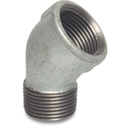 PROFEC NR. 121 KNIE 45&deg; GIETIJZER GEGALVANISEERD 1/2" BINNENDRAAD X BU