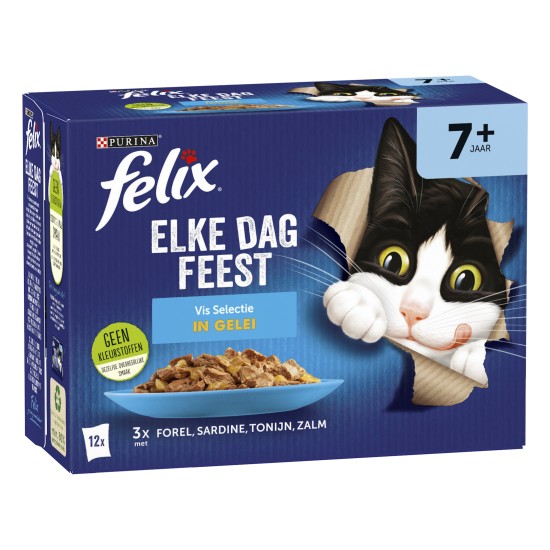 Felix Elke Dag Feest vis selectie in gelei 7+ senior 12x85 gram