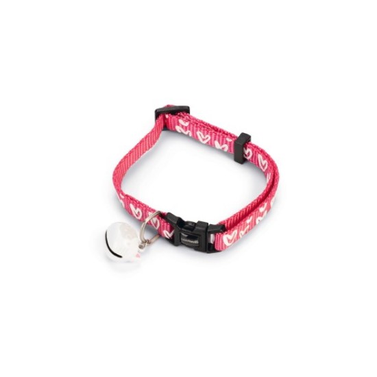 Beeztees nylon kattenhalsband Heart roze 20-30cm 10mm