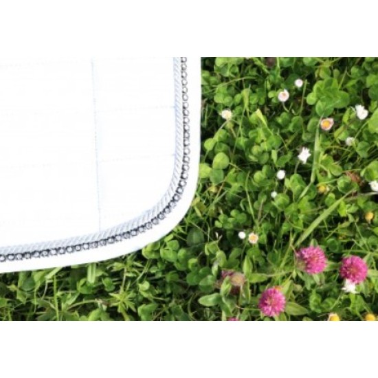 Anatomisch dressuur zadeldek wit met steentjes full