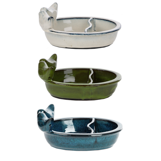 Vogelvoeder- en drinkschaal keramiek assorti