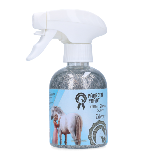 Paardenpraat Glitter Glamour Spray zilver 250ml