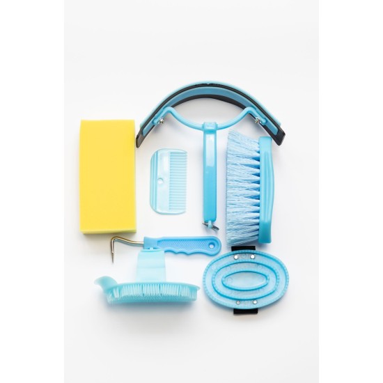 Paarden poetsset lichtblauw