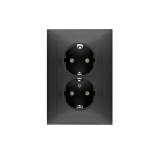 Inbouw stopcontact dubbel +RA Badora Zwart