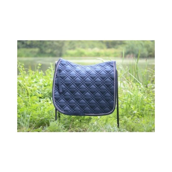 HB Luxe katoenen zadeldek met sier stepping navy Full dressuur