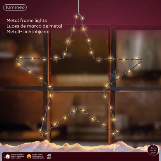 Kerstster Micro LED metalen frame 58cm