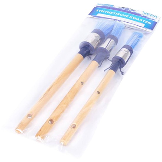 Kwastenset 3delig rond synthetisch