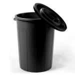 Voerton met deksel 75L zwart