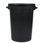 Voerton met deksel 75L zwart