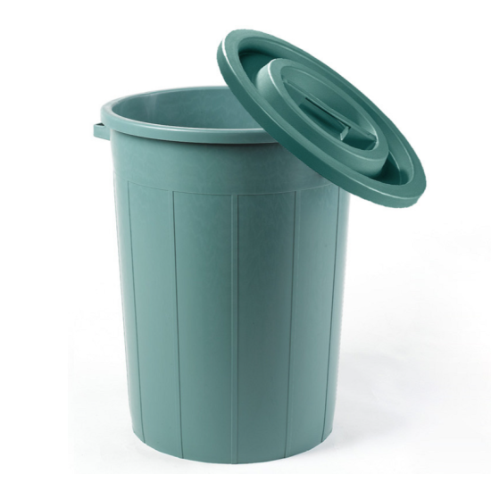 Voerton met deksel 75L groen