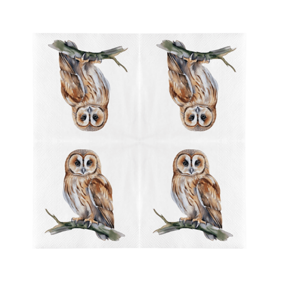 Papieren Servetten Uil 33x33cm