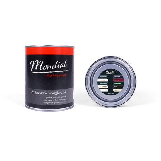 Mondial Hoogglans Alkyd Zwart Grijs 750ml