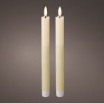 Lumineo creme LED dinerkaarsen met vlameffect 