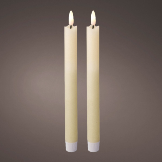 Lumineo creme LED dinerkaarsen met vlameffect 