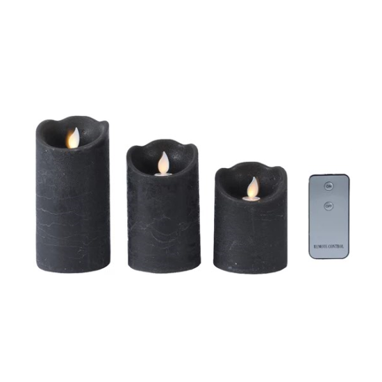 LED Waving kaarsen Wax Grijs 3st