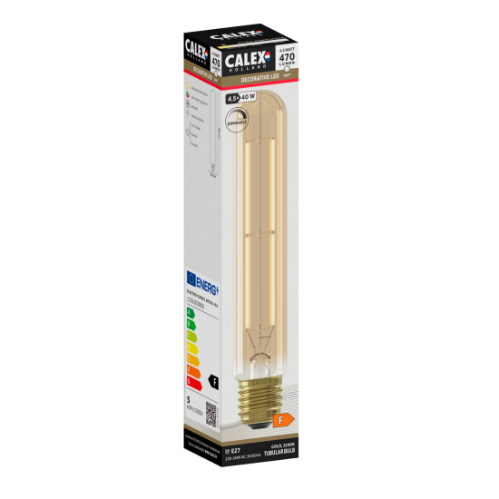 Calex Buis T32x185 Goud Straight filament E27 Dimbaar met LED dimmer