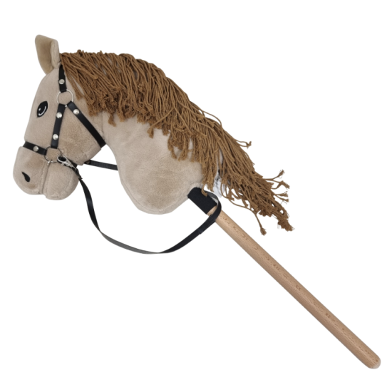 Hobby horse stokpaardje met halster beige