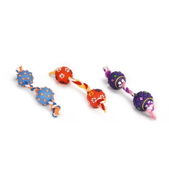 Puppy Speelkoord met Ballen Assorti 30cm