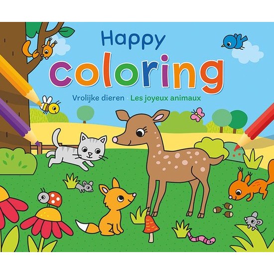 Kleurboek Happy coloring - Vrolijke dieren