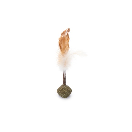 Kattenspeeltje Catnip bal Matabi met veren 16cm