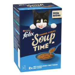 Felix Soup Tender Strips Vis Selectie 6x48gr Felix Soup Tender Strips Vis Selectie 6x48gr