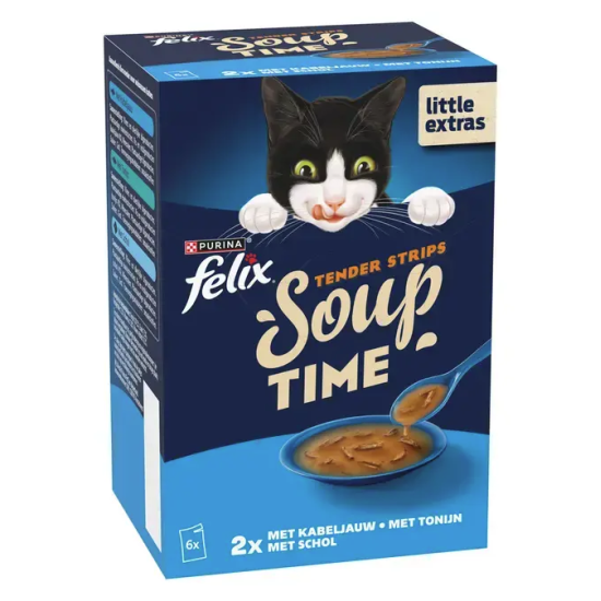 Felix Soup Tender Strips Vis Selectie 6x48gr