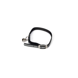 Nylon kattenbandje met belletje reflecterend zwart