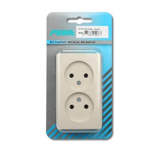 Opbouw stopcontact dubbel PEHA