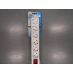 Stekkerdoos zesvoud +RA 1.5m wit