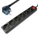 Stekkerdoos zesvoud +RA 1.5m zwart