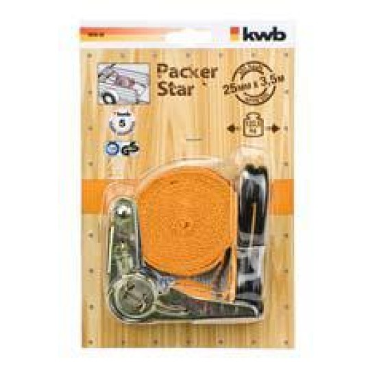 Spanband met ratel 2 haken 3,5 meter