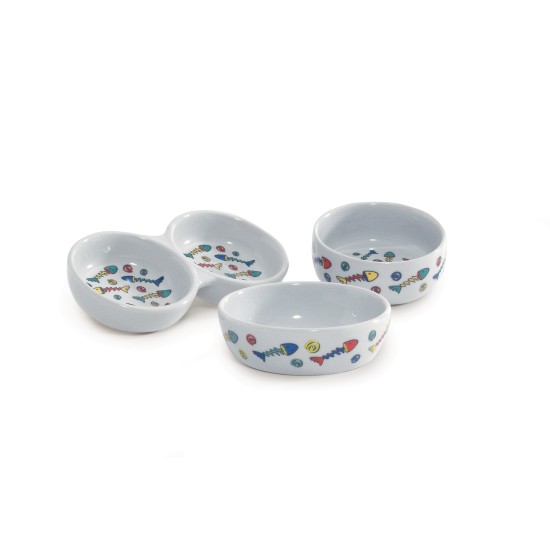 Voerschaaltje porselein met visdecoratie