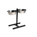 Voerstandaard met 2 RVS bakken 25cm Voerstandaard met 2 RVS bakken 25cm