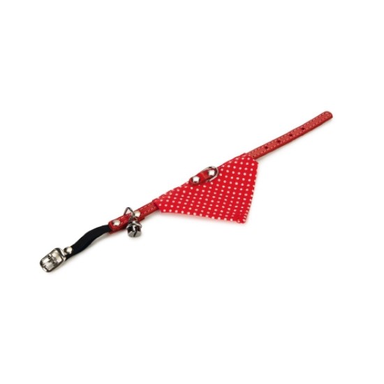 Kattenbandje met doekje en bel rood