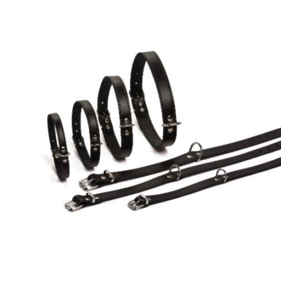 Beeztees lederen halsband zwart 27x10