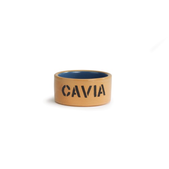 Cavia voerbak keramiek blauw/beige