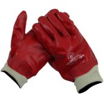 Handschoenen PVC Rood tricotboord gesloten rug Handschoenen PVC Rood tricotboord gesloten rug