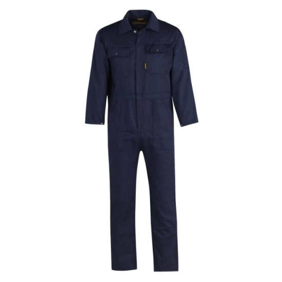 drukknoopoverall blauw