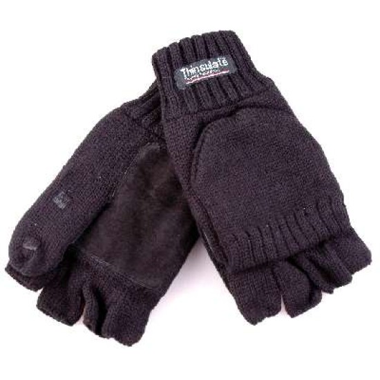 Handschoenen mof/flap antraciet zwart